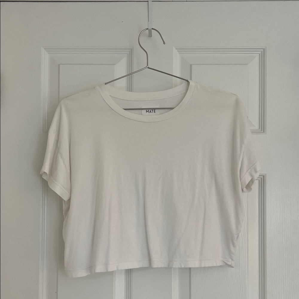 Mate the Label Organic Cotton Crop Tee - TRUE WHITE